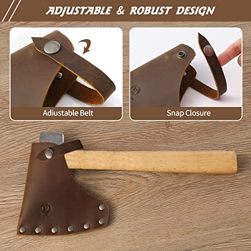 Brown Leather Hatchet Cover for Axe Sheath - Durable Full Grain Leather
