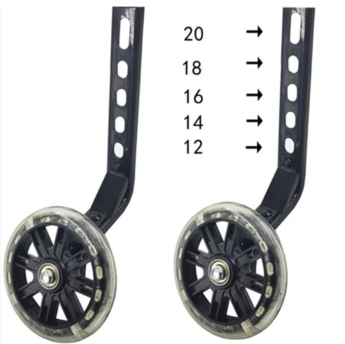 YJIA a Pair of Children's Bicycle Riding Flash Silent Training Wheels, Suitable for 12-20 inch Single Speed Bicycles (black)