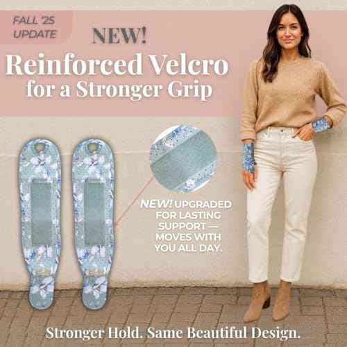 Carpal Tunnel Wrist Brace Left Hand, Right Hand for Women, Day or Night Compression Wrist Support Brace for Fitness, Keyboard Use, or Overnight Support, 2 Pack, Sage Green Floral Print