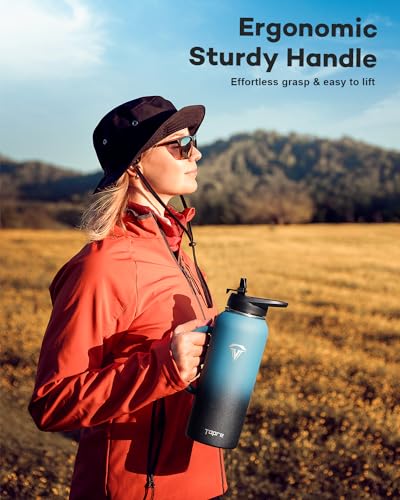 40 oz Insulated Stainless Steel Water Bottle with Handle - Leakproof & Double Wall