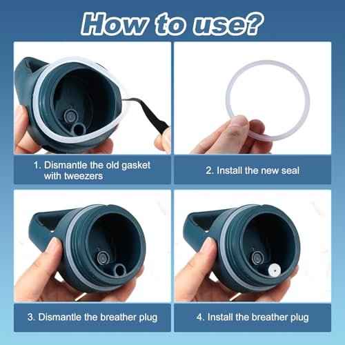 6pcs Water Bottle Seal Ring & Breather Plug Kit, Including 6 Breather Plug & 6 Cap O Ring Gasket Replacement Accessories Compatible with YETI Rambler Jr 12oz Kid Cup (Outer Diameter: 2.72x2.72 Inch)