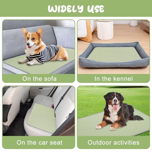 Dog Cooling Mat Self Cool Ice Silk Pad for Small Medium Large Dogs Cats Green 40x28in