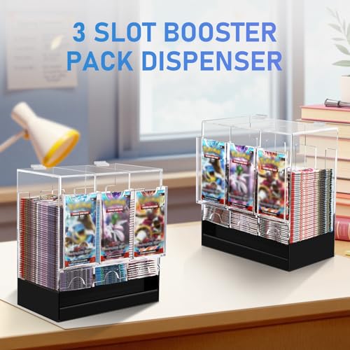 CHEPULA 3-Slot Flip Top Booster Pack Dispenser Acrylic Card Organizer