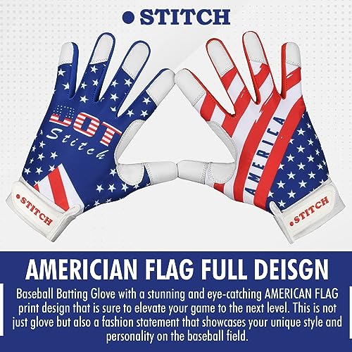 Adult Medium American Flag Batting Gloves Baseball & Softball Gloves Men Youth Unisex