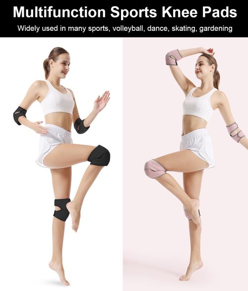 SUJAYU Soft Dance Knee Pads for Kids Women Men, Volleyball Knee Pads for Women Men Wrestling Gear, Knee Protector Crash Pad Snowboarding Gear with Adjustable Bands (Black, Medium)