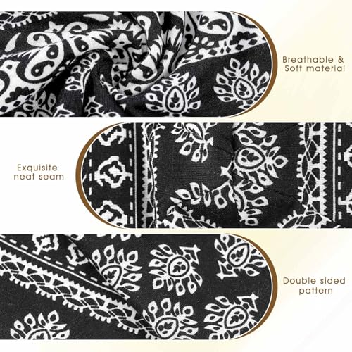 Bohemian Beanie Hat with Cashew Flower Style - Stretchy Non-Slip Headwear for Women and Men