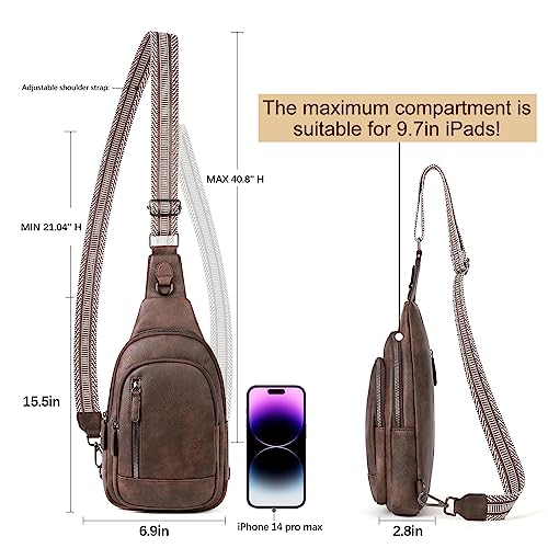 Crossbody Bag for Women Men Leather Sling Bag with Coffee Variation