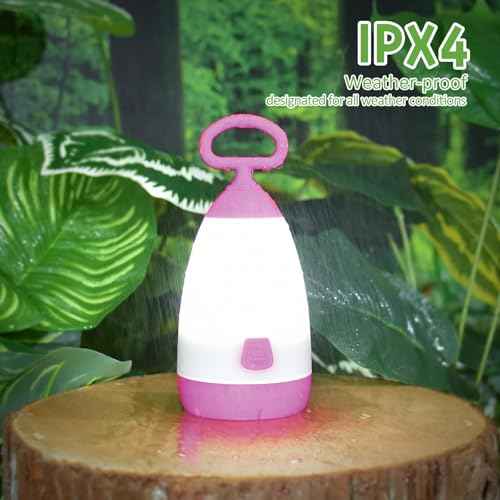 Kids Camping Lantern & Night Light Battery Powered (AAA Included), 360¡Æ Eye-Safe Light, IPX4 Waterproof with RGB Modes Portable for Outdoor, Emergency & Bedtime, Gift for Children (Purple)