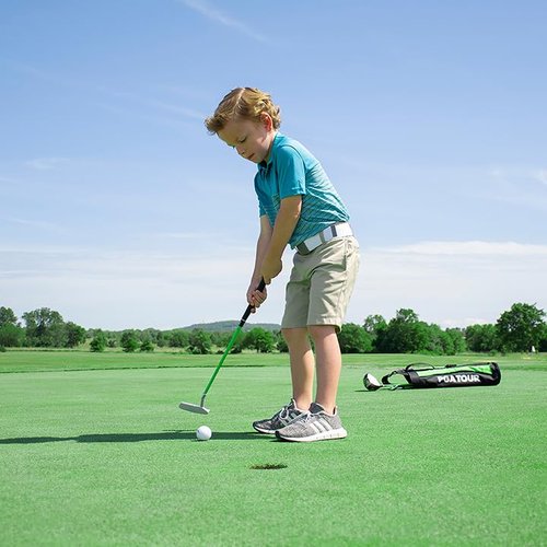 PGA TOUR G1 Series Kids Green Golf Club Set with 3 Clubs, Golf Bag & 5 Total Pieces | Golf Clubs and Sets for Heights 3'6" - 4'1" | Complete Youth Golf Clubs Ages 3-5 by Golfgen