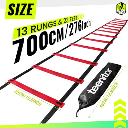 Red 23 ft Agility Ladder Speed Training Equipment for Soccer & Fitness