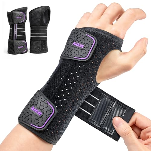 Rakiie 2 Pack Carpal Tunnel Wrist Support Brace - Purple, M