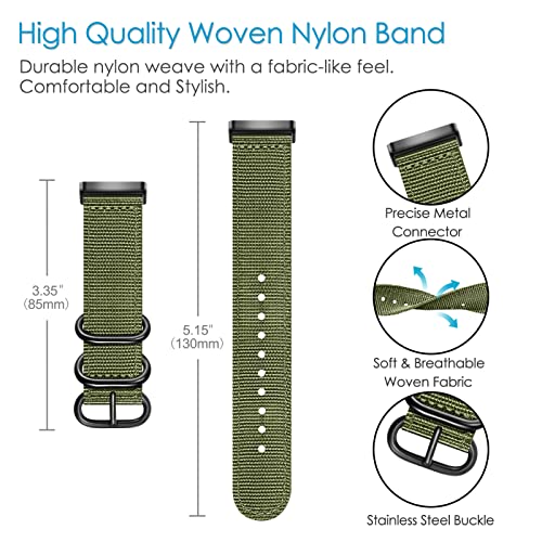 FINTIE Nylon Sport Watch Band for Fitbit Versa 4 & Sense 2 - Olive