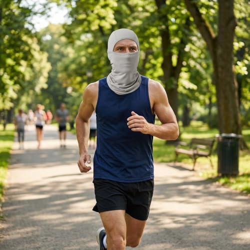 Grey Summer Balaclava Sun UV Protection Face Mask - Breathable & Cooling