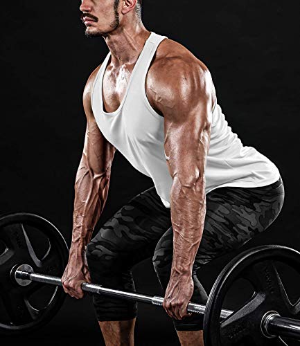 Boyzn Men's Workout Tank Tops 1 Pack Large White - Y-Back Athletic Sleeveless T-Shirts