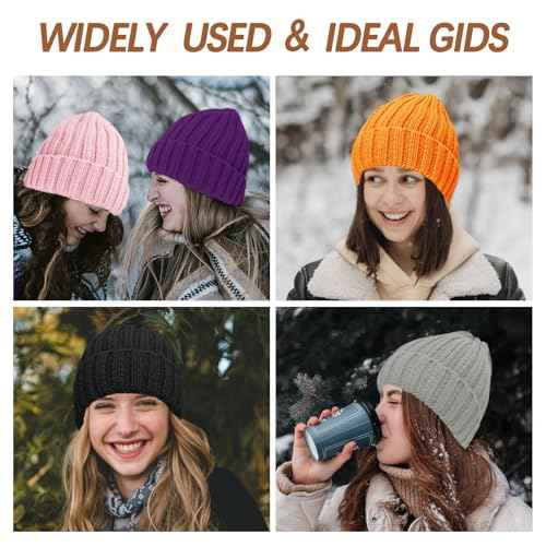 ZOORON 1&2 Winter Beanie for Women Soft Warm Slouchy Knit Hat Ski Stocking Cuffed Cap