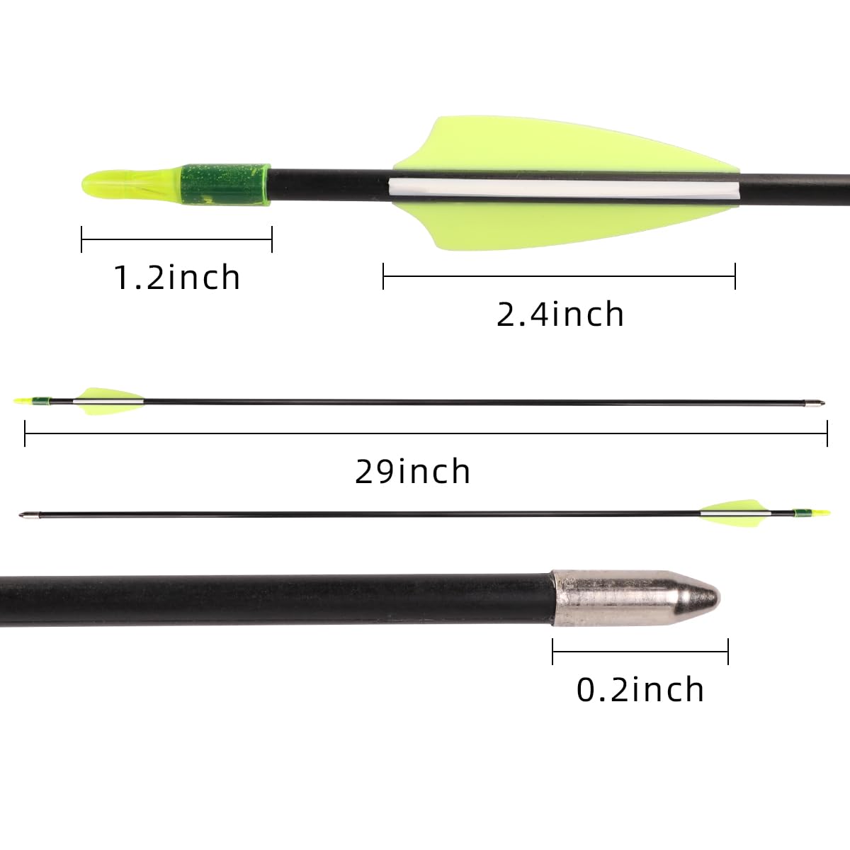 28" Fiberglass Arrows, Archery Practice Target Arrows for Youth Beginners