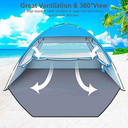 Gorich Beach Tent Sun Shelter for 3/4-5/6-7/8-10 Person with UPF 50£« UV Protection, Lightweight & Easy Setup Beach Shade Canopy, Portable Beach Shade Tent Beach Cabana