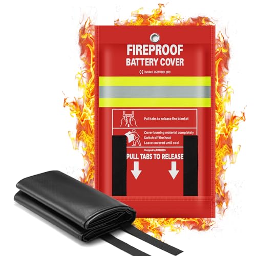 Fireproof Battery Blanket for Lithium Batteries 59x79 Inch Safety Cover for E-bike & Scooter