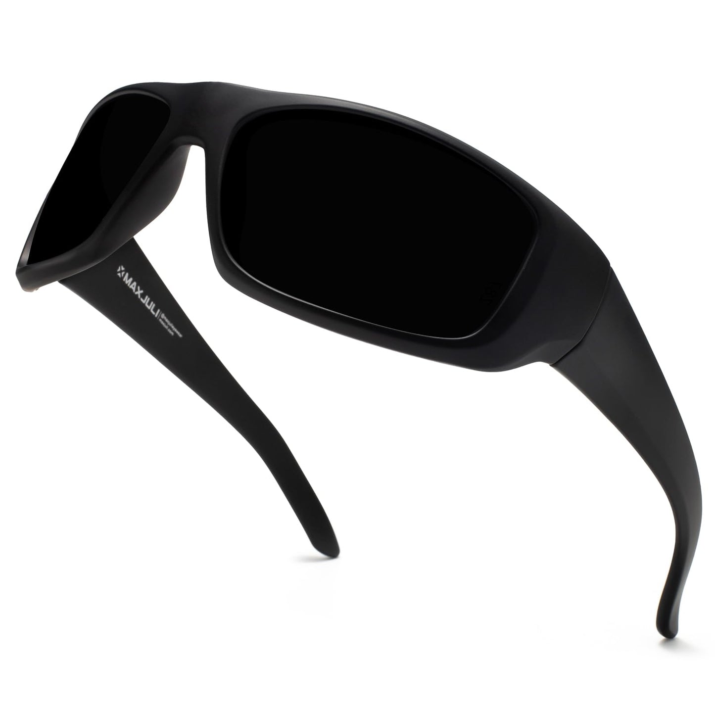 MAXJULI XL Z87 Sports Sunglasses for Big Heads Men Women TR90 Ultralight UV400 Protection Glasses 8700 (Black/Super Dark)