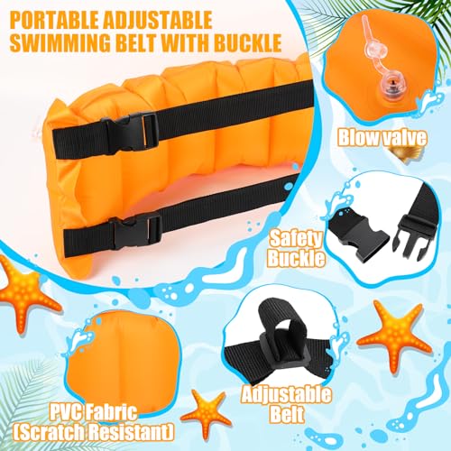 Adult Inflatable Swim Belt with Adjustable Waist Belt - Orange / Solid