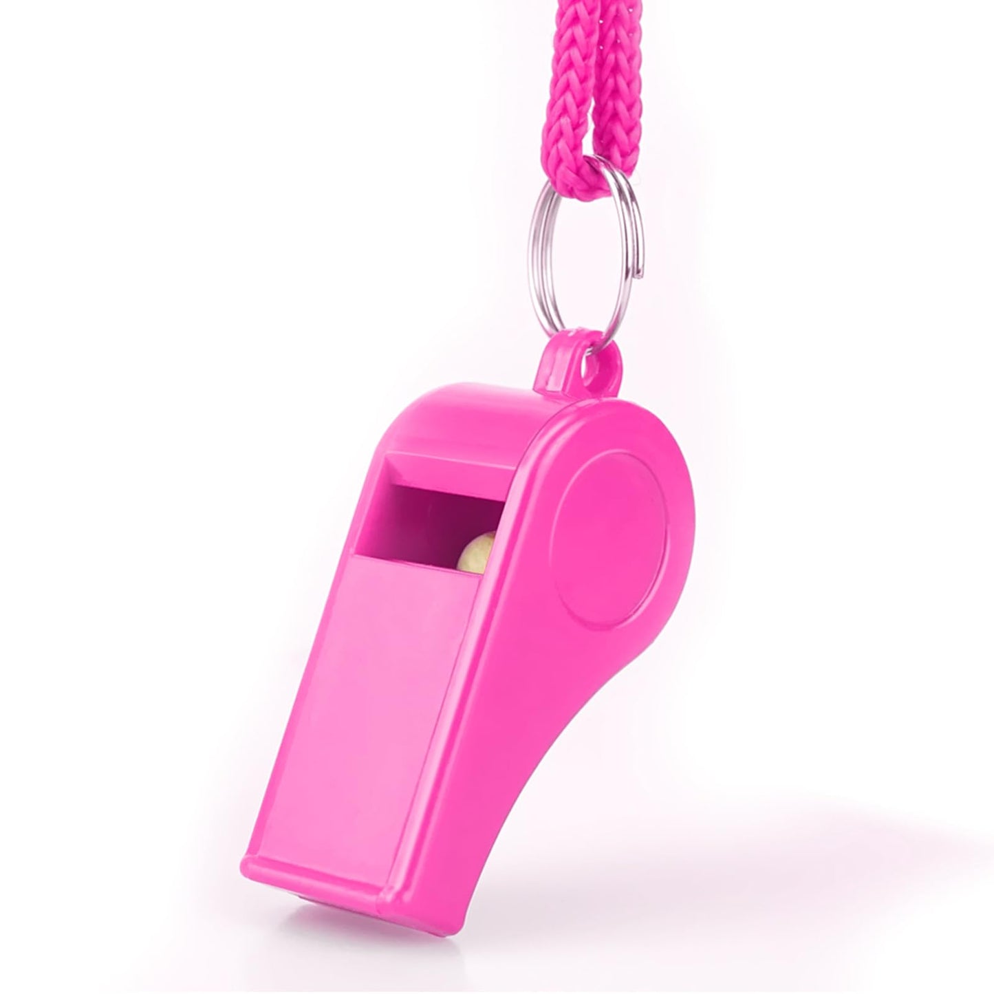 Hipat 12 Pack Pink Loud 120dB Plastic Whistles with Lanyard – High-Pitched Safety Whistle for Sports, Coaching, and Collective Entertainment