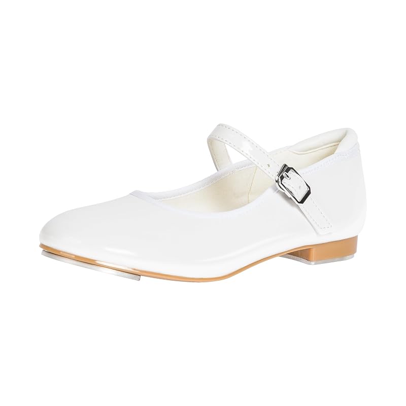 Mary Jane Tap Dance Shoes for Kids - Shiny White +8 Toddler Variation