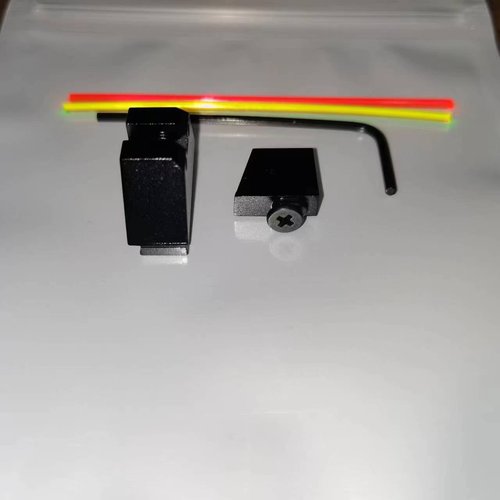 Fiber Optic Sight Set for Glock G17 19 20 26 42 43 45 48, 1.5mm, Increase Height 10.2mm Front and Rear Base, Aluminum