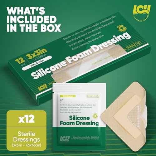 12 CT Silicone Foam Dressing 3x3 - Sterile Silicone Bandages for Wounds - Absorbent and Adhesive Foam Bandages for Wounds and Injury Care by Livaclean Health