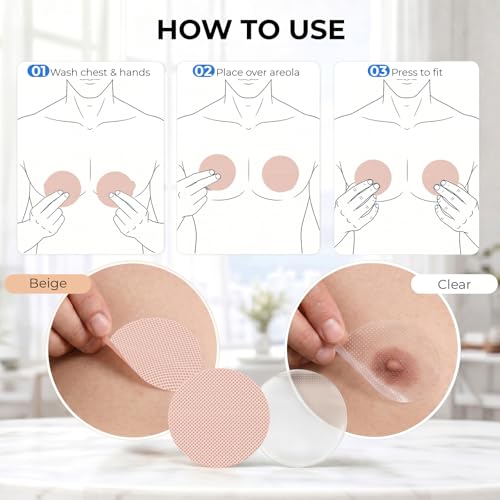 Men's Nipple Covers 400 Pcs Anti-Chafing Tape for Running Workout White