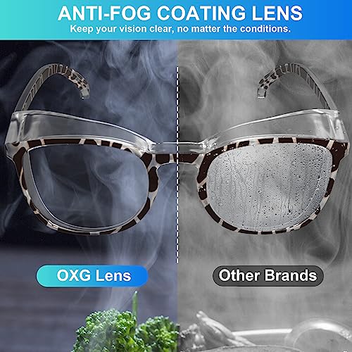 OXG Safety Goggles for Women - Anti-Fog Clear Goggles with Leopard, Pink, Black Variants