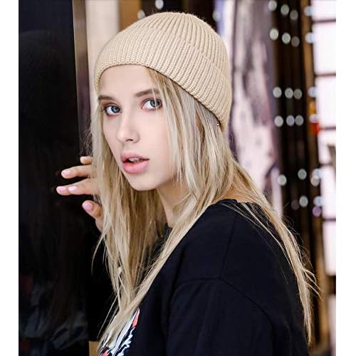 vidsel Short Fisherman Beanie for Men Women, Swag Wool Knit Cuff Trawler Skullcap,Winter Warm Hats