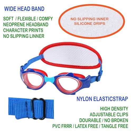Kids Swim Goggles No Hair Pull£¬Kids Goggles Fabric Strap, Swimming Goggles with Case for Children Boys Girls