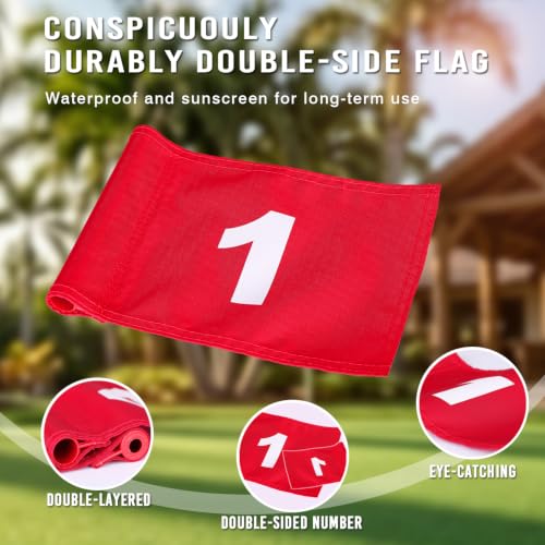 Mini Golf Flagstick Set with Double-Sided Number Flags 3Ft Orange for Yard Practice - 2 Pack Variation of ORANGE