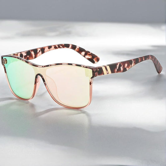1pc Streamlined Sunglasses With Metal Decoration, Personality Gradient, Outdoor Cycling Sunglasses, Fashion Eyewear（Leopard print）