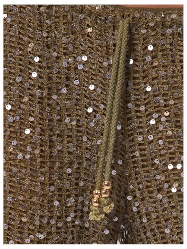 Women's Sequin Crochet Cover Up Pants - Hollow Out Beach Swimwear Medium Brown Green