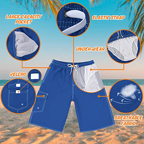 Mens X-Large Dark Blue Quick Dry Swim Trunks with Mesh Lining - Funny Swimwear Bathing Suit