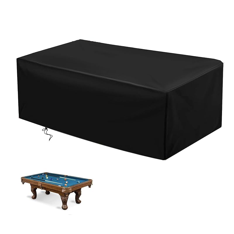 POMER 8FT Pool Table Cover 102x53x32 Inch, Waterproof Outdoor Table Cover with Drawstring