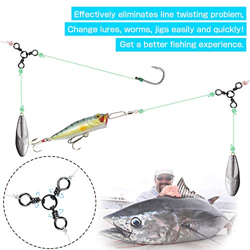 3-Way Fishing Swivel 75lb Tackle Kit - Saltwater & Freshwater Line Connectors, 50 pcs