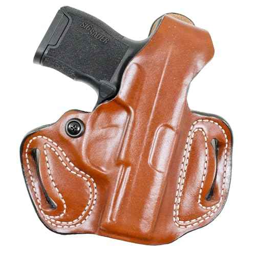 DeSantis Thumb Break Mini Slide Holster - Leather Holsters for Pistols, OWB Holster Compatible with SIG Sauer P365, P365 XL, P365 SAS, P365 XL w/ ROMEO ZERO, P365X w/ ROMEO ZERO - Left Hand Draw, Tan