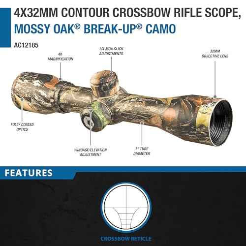 Barska 4x32mm Contour Crossbow Scope ? Multi-Point Aiming, 1-Inch Tube, Windage/Elevation Turrets, Long Eye Relief, Lightweight, Durable, for Crossbows, Deer Hunting, Target Practice