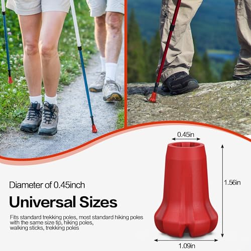 Hiking Pole Tips Set of 4 Rubber Replacement Tips for Trekking Poles