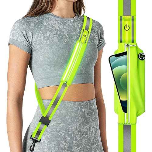 LED Reflective Belt Sash for Walking at Night,Running Safety Gear LED Light Up Running Belt for Runners Walkers