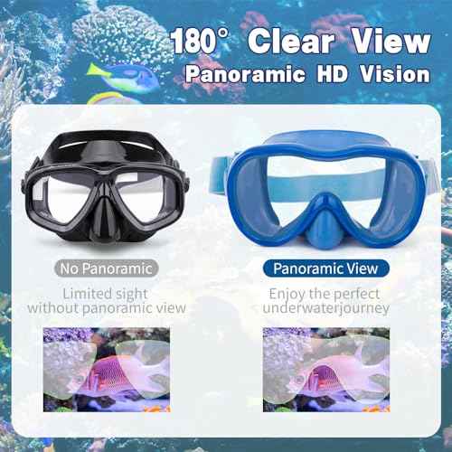 Kids Swim Goggles, Anti-Leak Snork Mask with Nose Cover & Elastic Fabric Strap, UV Protection Swimming Goggles for Kids Boys Girls