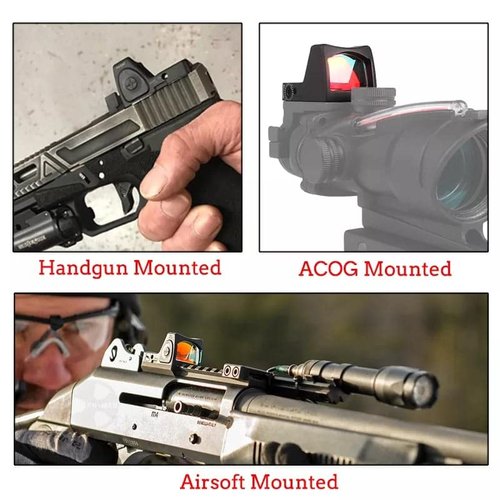 GOTICAL CNC-Machined Fiber Optic Set Front & Rear Handgun Sights for Glock Pistols Standard Models (Mini Red Dot Sight)