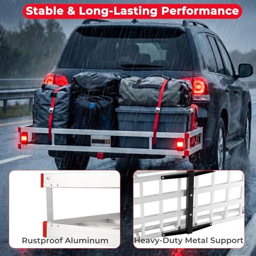 Heavy Duty Aluminum Hitch Cargo Carrier 500 lbs Capacity for SUV & Truck