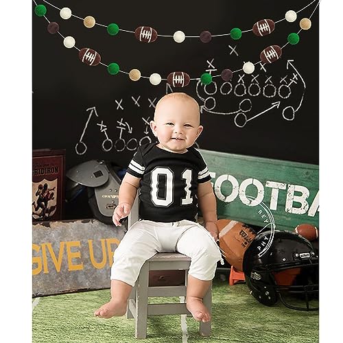 Football Felt Ball Garland - Rugby Pom Poms Banner 23 Balls - Party Decor