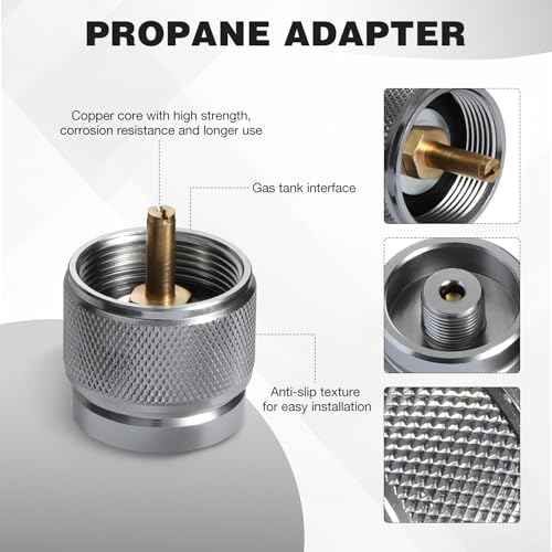 REDCAMP 3PCS Propane/Isobutane/Butane/Refill Adapters Set, Propane To Butane Adapter Conversion, Butane Fuel Canister Shifter, Great for Jetboil Fuel Canister, Backpacking Camping Stove Adapter