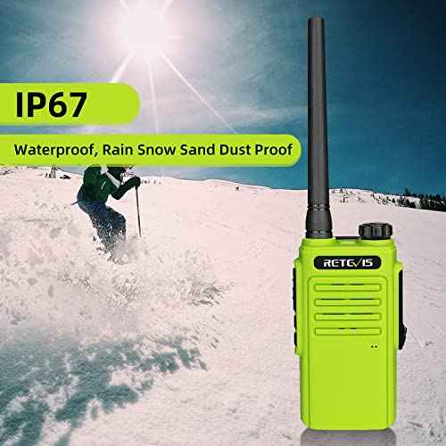 Retevis RT47 Waterproof Walkie Talkies Rechargeable,Portable Two Way Radios,Lightweight,Clear Loud,Long Range 2 Way Radios for Camping Hunting Outdoor Activities(Green,2 Pack)