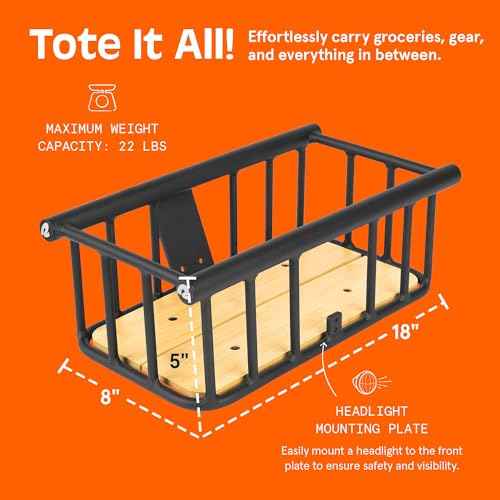 Retrospec Tote & Tote Plus Ebike Basket Lightweight, Aluminum Front Basket for Electric Bikes