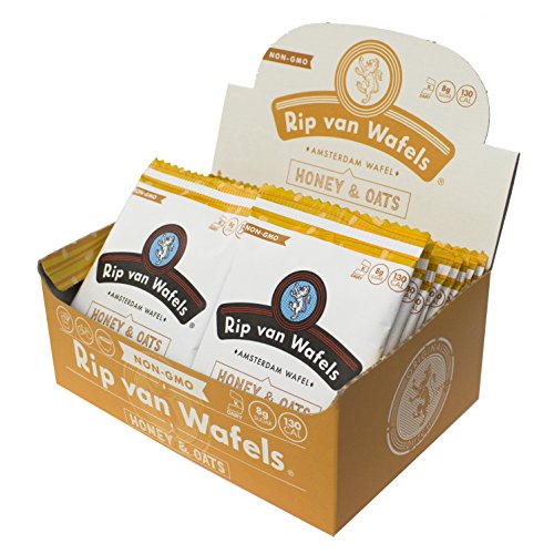 Rip Van Wafels Honey Oats Snack Wafels 1.2oz Pack of 16 - Crispy Handmade Treats